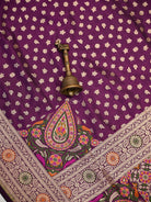 Dark Purple Meenakari Konia Katan Silk Handloom Banarasi Saree - Sacred Weaves