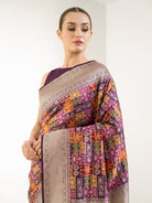 Dark Purple Rangkat Jaal Katan Silk Handloom Banarasi Saree - Sacred Weaves