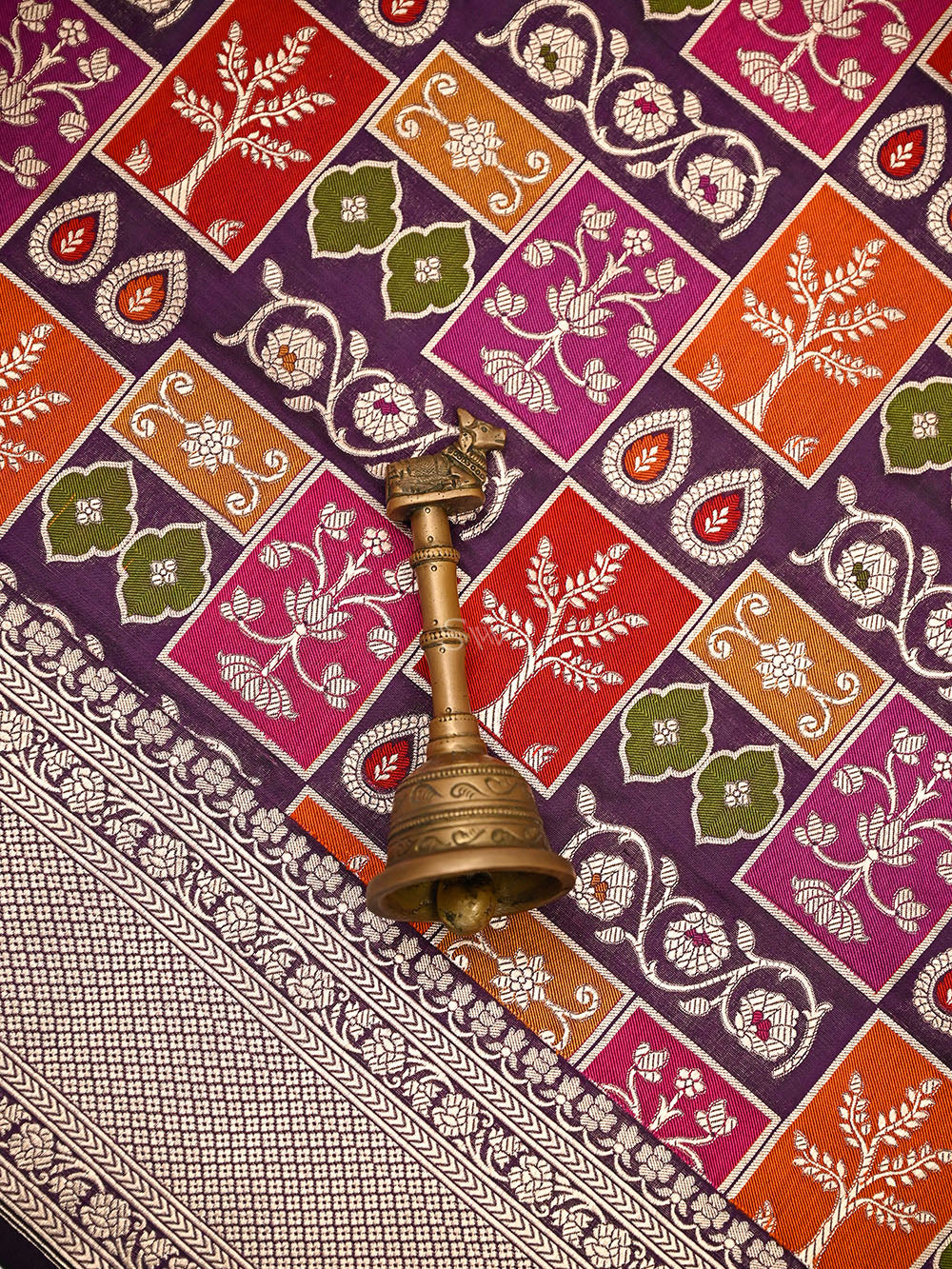 Dark Purple Rangkat Jaal Katan Silk Handloom Banarasi Saree - Sacred Weaves