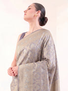 Pastel Purple Jaal Uppada Katan Silk Handloom Banarasi Saree - Sacred Weaves