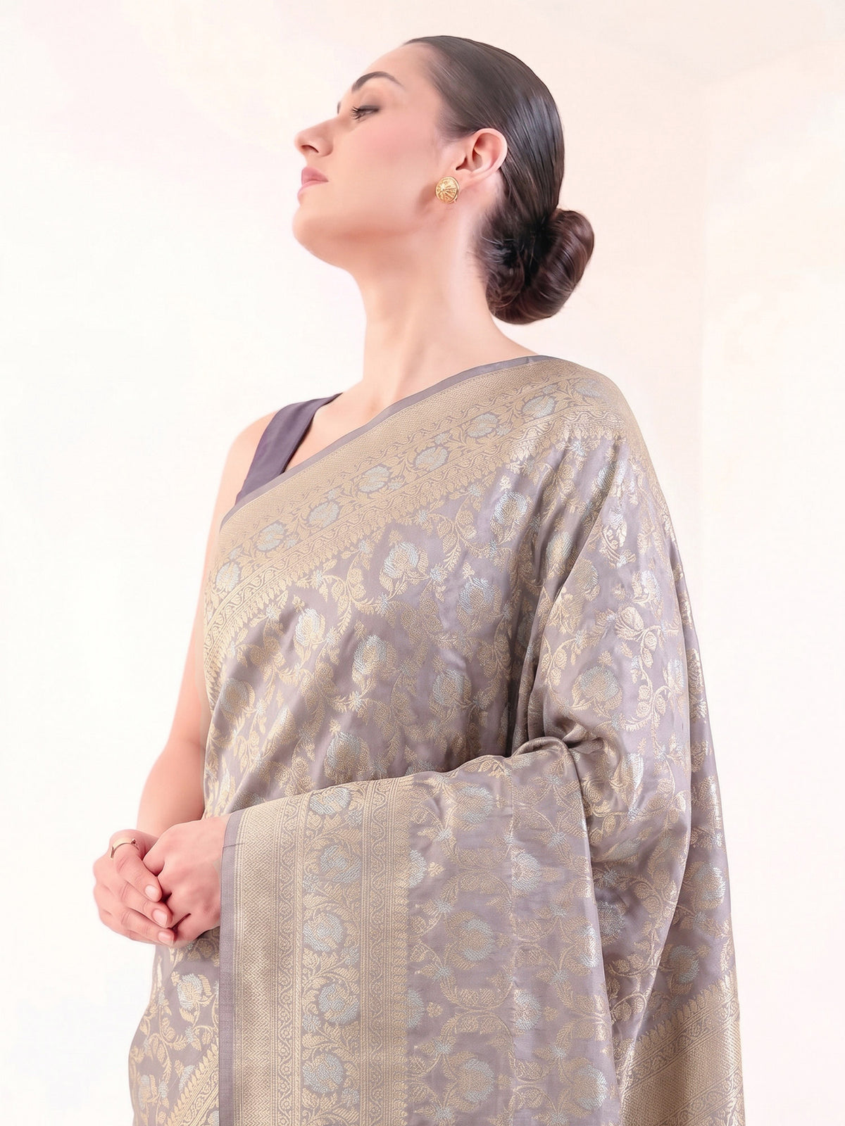 Pastel Purple Jaal Uppada Katan Silk Handloom Banarasi Saree - Sacred Weaves