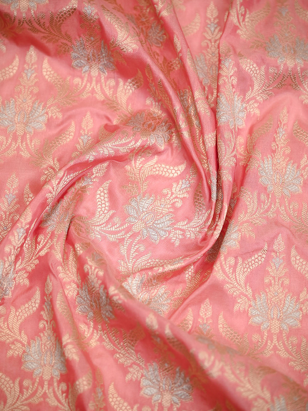 Pastel Pink Zari Jaal Uppada Katan Silk Handloom Banarasi Saree - Sacred Weaves