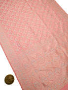 Pastel Pink Zari Jaal Uppada Katan Silk Handloom Banarasi Saree - Sacred Weaves