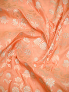 Peach Zari Jaal Uppada Katan Silk Handloom Banarasi Saree - Sacred Weaves