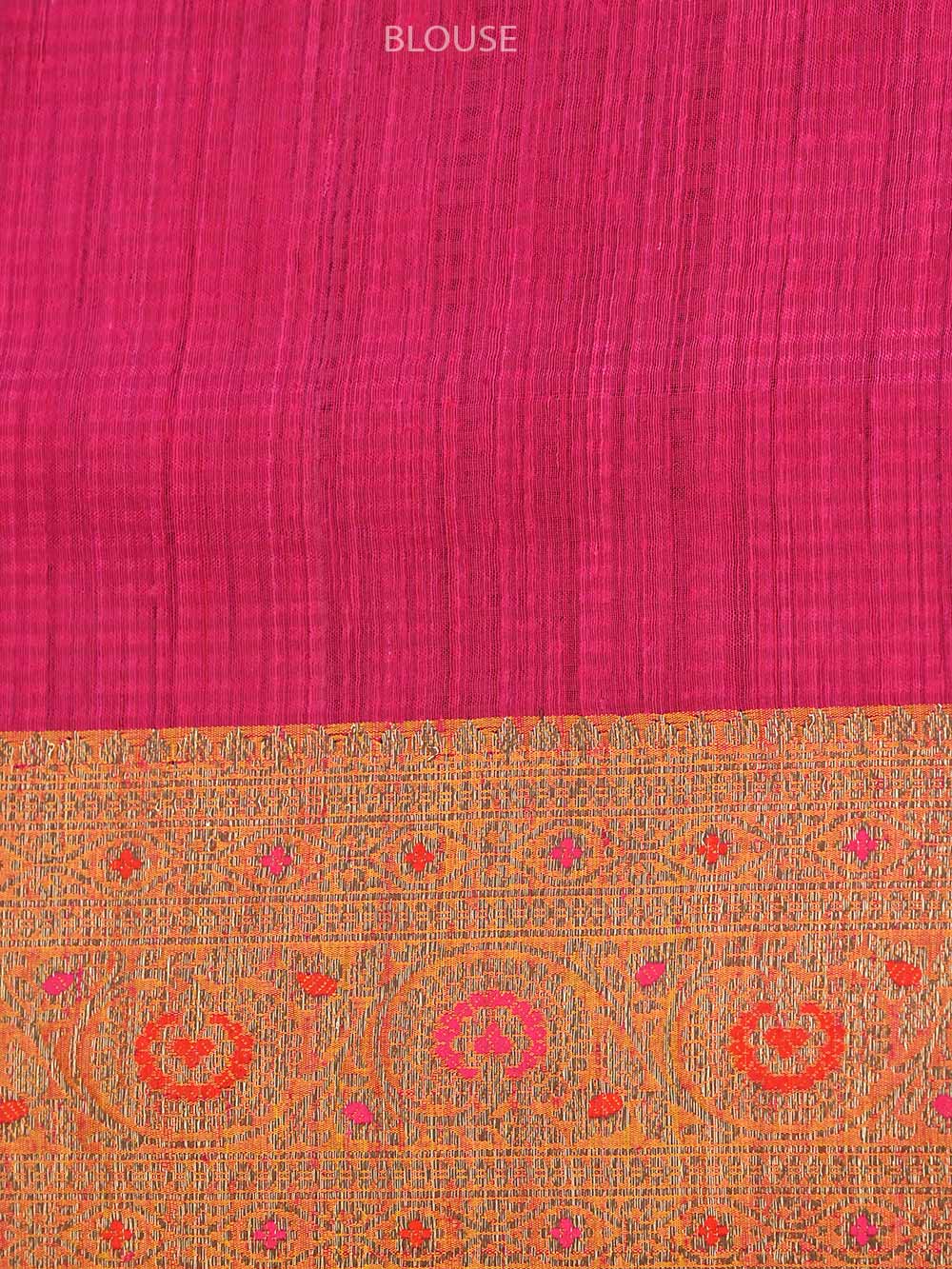 Mustard Meenakari Dupion Silk Handloom Banarasi Saree - Sacred Weaves