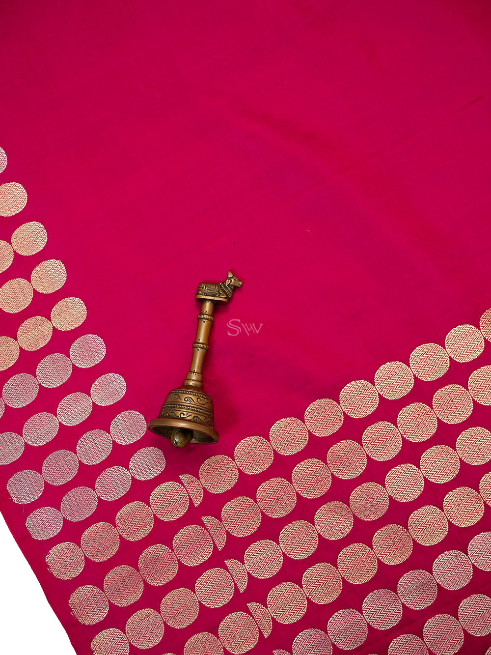 Dark Pink Plain Sona Roopa Satin Silk Handloom Banarasi Saree - Sacred Weaves