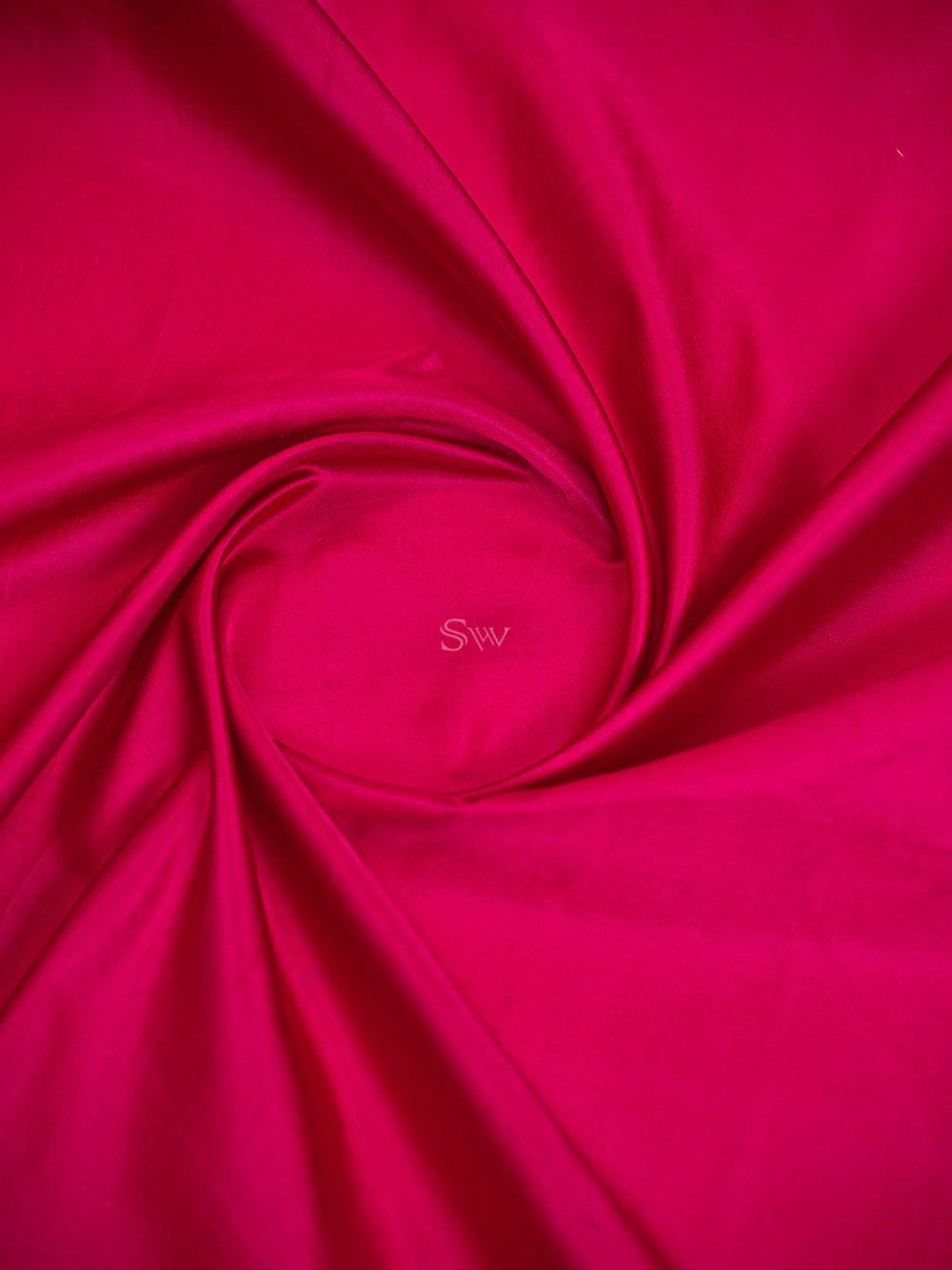 Dark Pink Plain Sona Roopa Satin Silk Handloom Banarasi Saree - Sacred Weaves