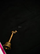 Black Plain Sona Roopa Satin Silk Handloom Banarasi Saree - Sacred Weaves