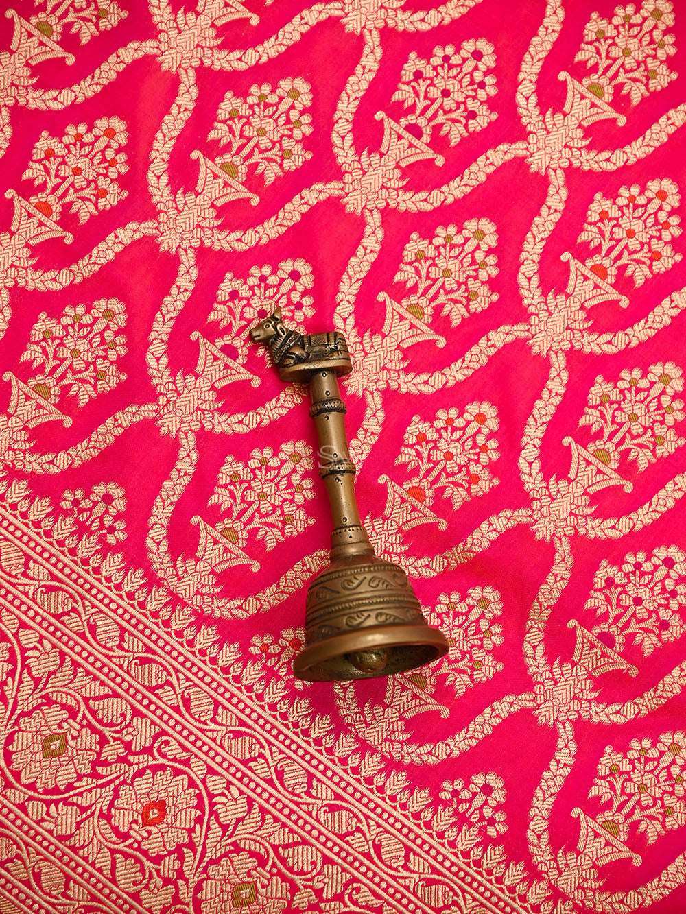 Pink Red Meenakari Uppada Jaal Katan Silk Handloom Banarasi Saree - Sacred Weaves