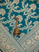 Teal Green Meenakari Jaal Uppada Katan Silk Handloom Banarasi Saree - Sacred Weaves
