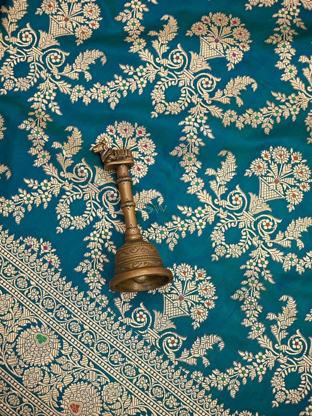 Teal Green Meenakari Jaal Uppada Katan Silk Handloom Banarasi Saree - Sacred Weaves