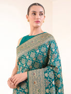 Teal Green Meenakari Uppada Katan Silk Handloom Banarasi Saree - Sacred Weaves