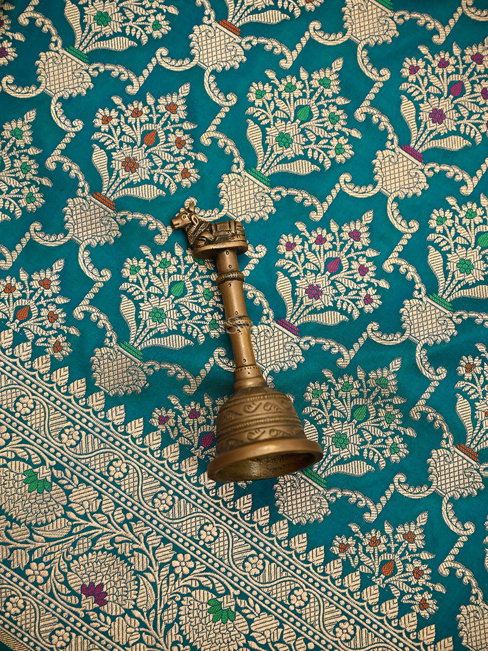 Teal Green Meenakari Uppada Katan Silk Handloom Banarasi Saree - Sacred Weaves