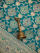 Teal Green Meenakari Uppada Katan Silk Handloom Banarasi Saree - Sacred Weaves