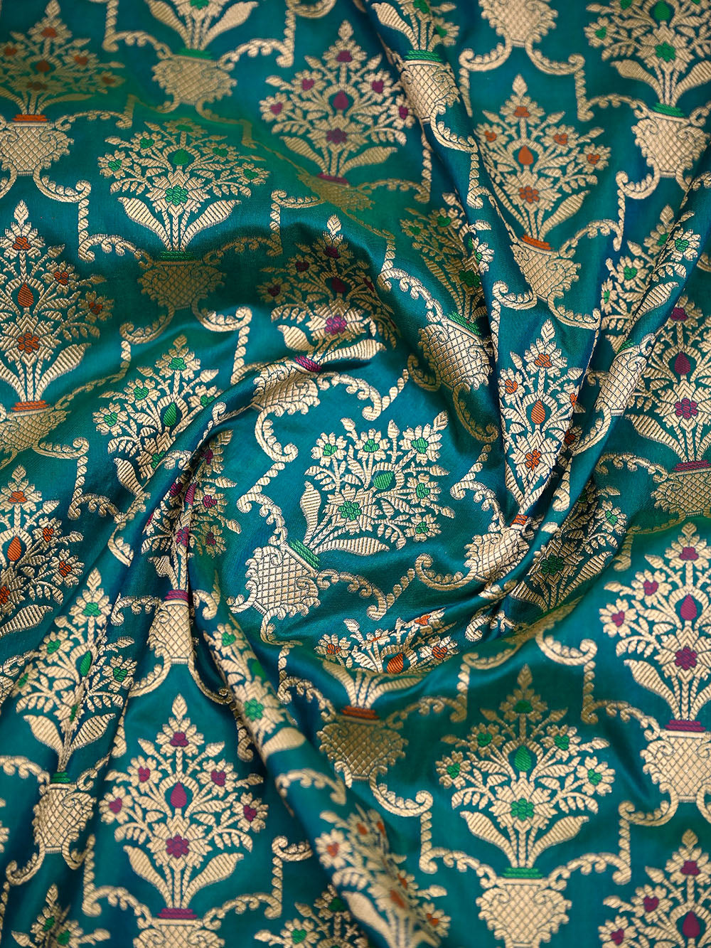 Teal Green Meenakari Uppada Katan Silk Handloom Banarasi Saree - Sacred Weaves