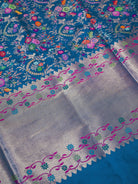 Midnight Blue Real Zari Handloom Banarasi Saree - Sacred Weaves