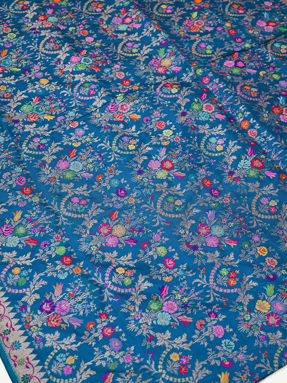 Midnight Blue Real Zari Handloom Banarasi Saree - Sacred Weaves