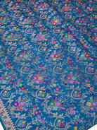 Midnight Blue Real Zari Handloom Banarasi Saree - Sacred Weaves