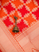 Red Orange Rangkat Jaal Katan Silk Handloom Banarasi Saree - Sacred Weaves
