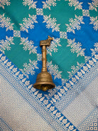 Blue Green Rangkat Jaal Katan Silk Handloom Banarasi Saree - Sacred Weaves