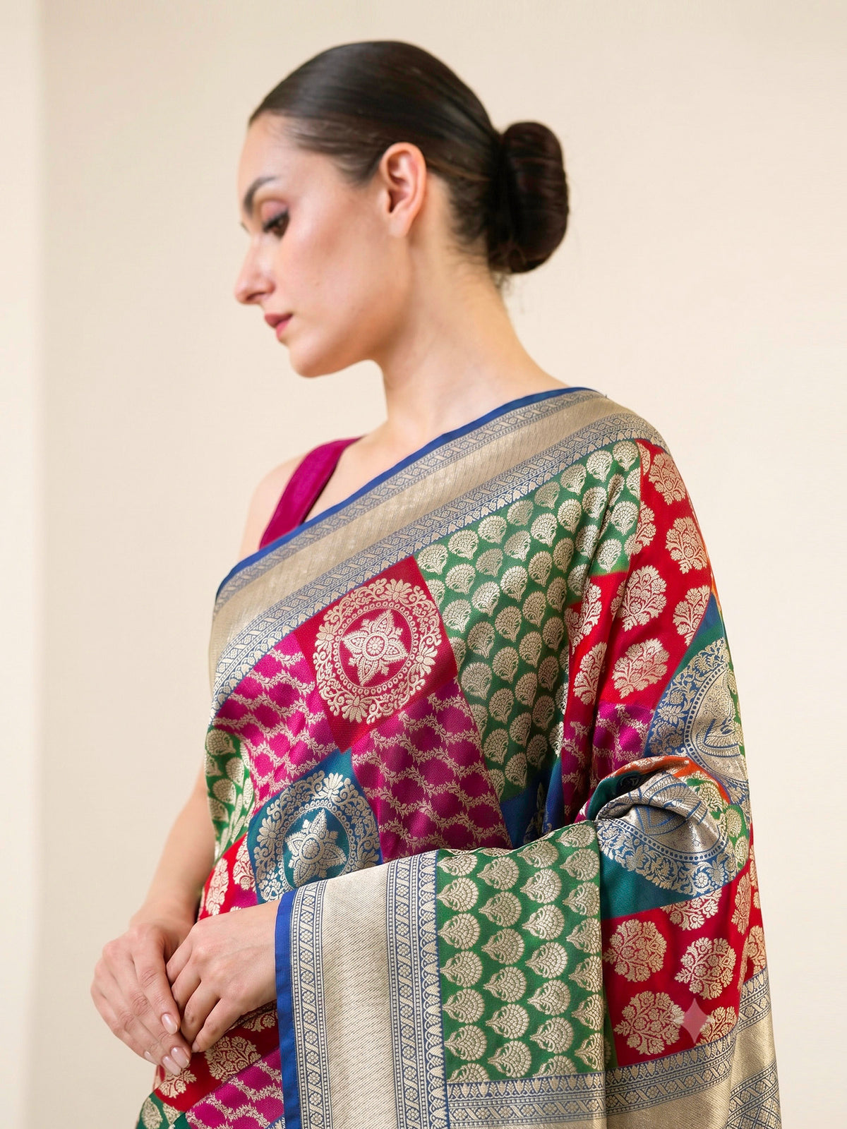 Teal Green Rangkat Katan Silk Handloom Banarasi Saree - Sacred Weaves
