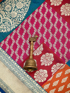 Teal Green Rangkat Katan Silk Handloom Banarasi Saree - Sacred Weaves
