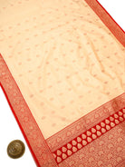Beige Zari Boota Katan Silk Handloom Banarasi Saree - Sacred Weaves