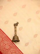 Beige Zari Boota Katan Silk Handloom Banarasi Saree - Sacred Weaves