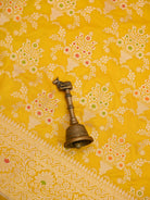 Yellow Meenakari Uppada Jaal Katan Silk Handloom Banarasi Saree - Sacred Weaves