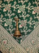 Bottle Green Meenakari Uppada Jaal Katan Silk Handloom Banarasi Saree - Sacred Weaves