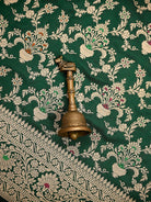 Bottle Green Meenakari Uppada Jaal Katan Silk Handloom Banarasi Saree - Sacred Weaves