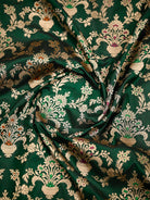 Bottle Green Meenakari Uppada Jaal Katan Silk Handloom Banarasi Saree - Sacred Weaves