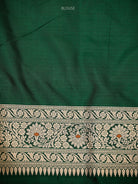 Bottle Green Meenakari Uppada Jaal Katan Silk Handloom Banarasi Saree - Sacred Weaves