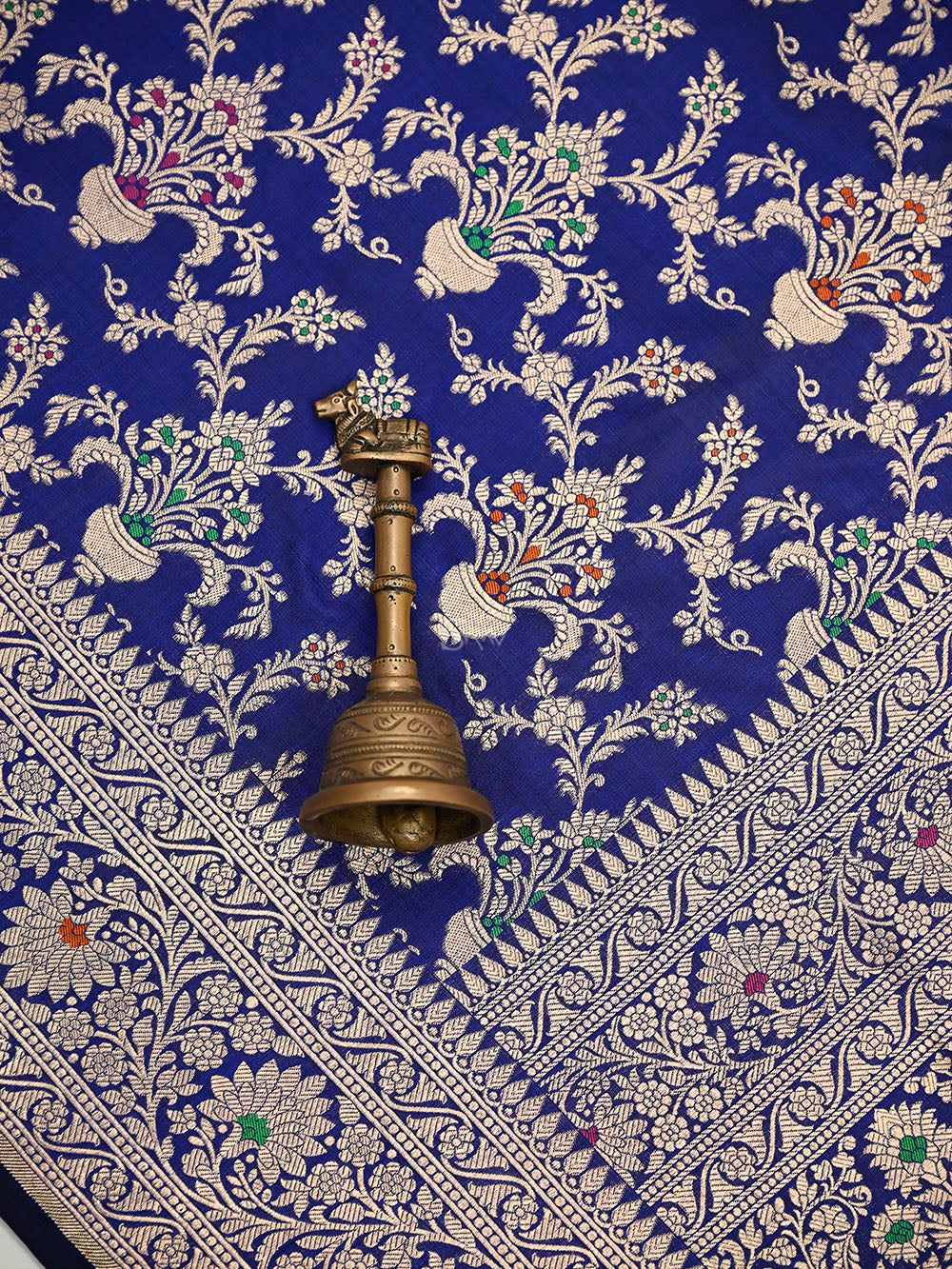 Blue Meenakari Jaal Uppada Katan Silk Handloom Banarasi Saree - Sacred Weaves