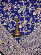 Blue Meenakari Jaal Uppada Katan Silk Handloom Banarasi Saree - Sacred Weaves