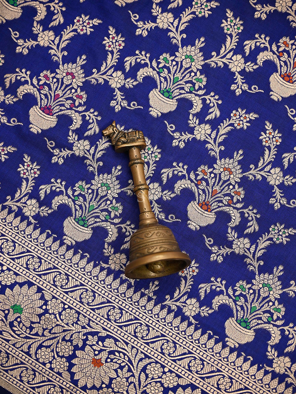 Blue Meenakari Jaal Uppada Katan Silk Handloom Banarasi Saree - Sacred Weaves