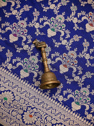 Blue Meenakari Jaal Uppada Katan Silk Handloom Banarasi Saree - Sacred Weaves