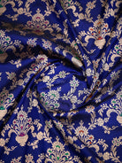 Blue Meenakari Jaal Uppada Katan Silk Handloom Banarasi Saree - Sacred Weaves
