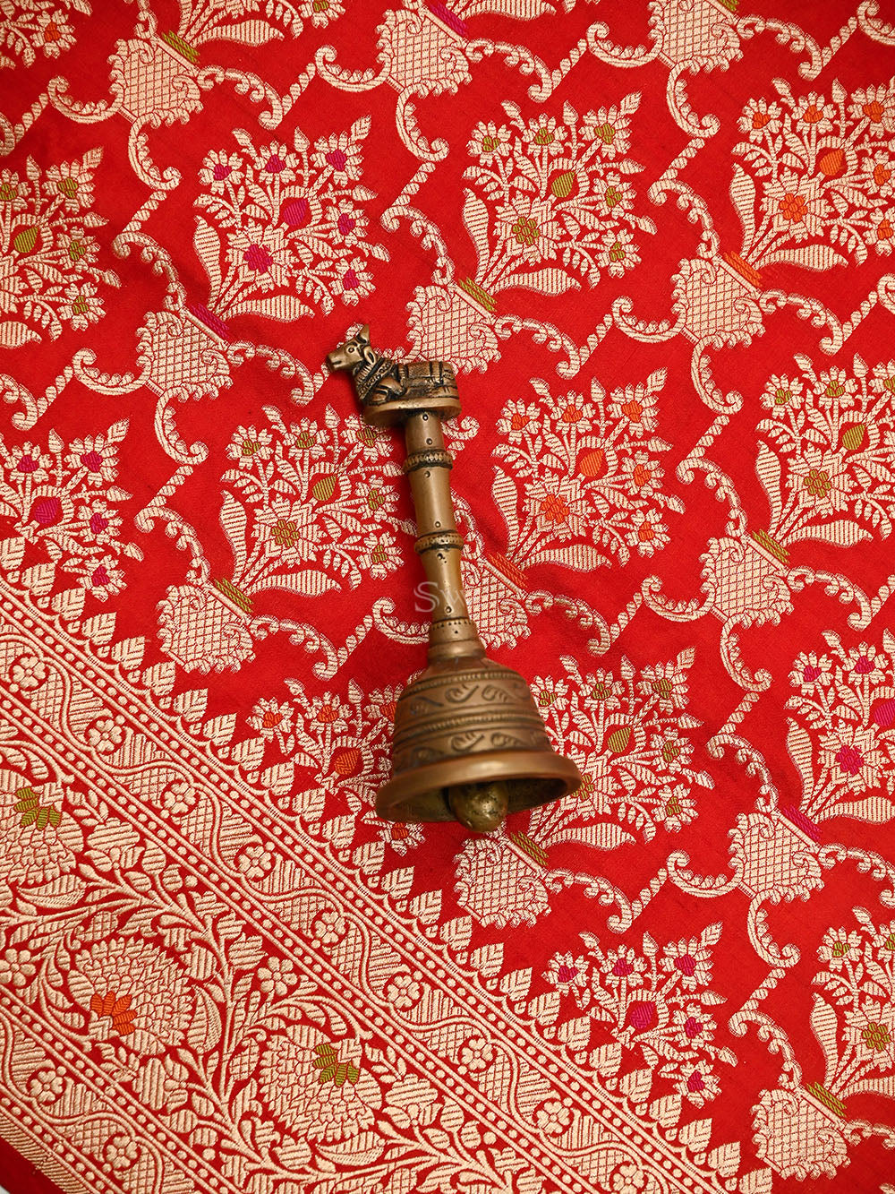 Red Meenakari Uppada Jaal Katan Silk Handloom Banarasi Saree - Sacred Weaves