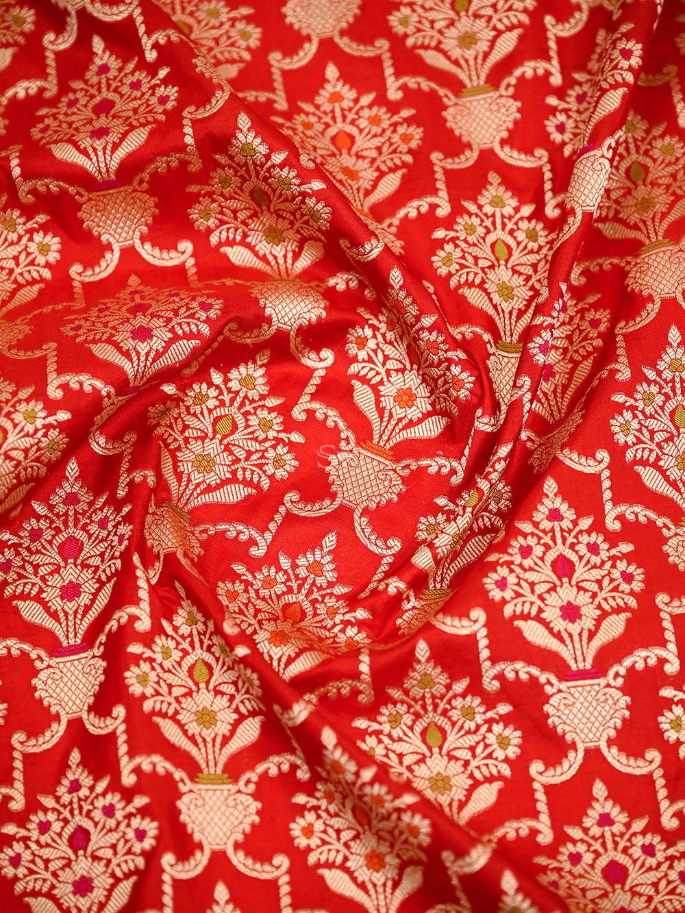 Red Meenakari Uppada Jaal Katan Silk Handloom Banarasi Saree - Sacred Weaves