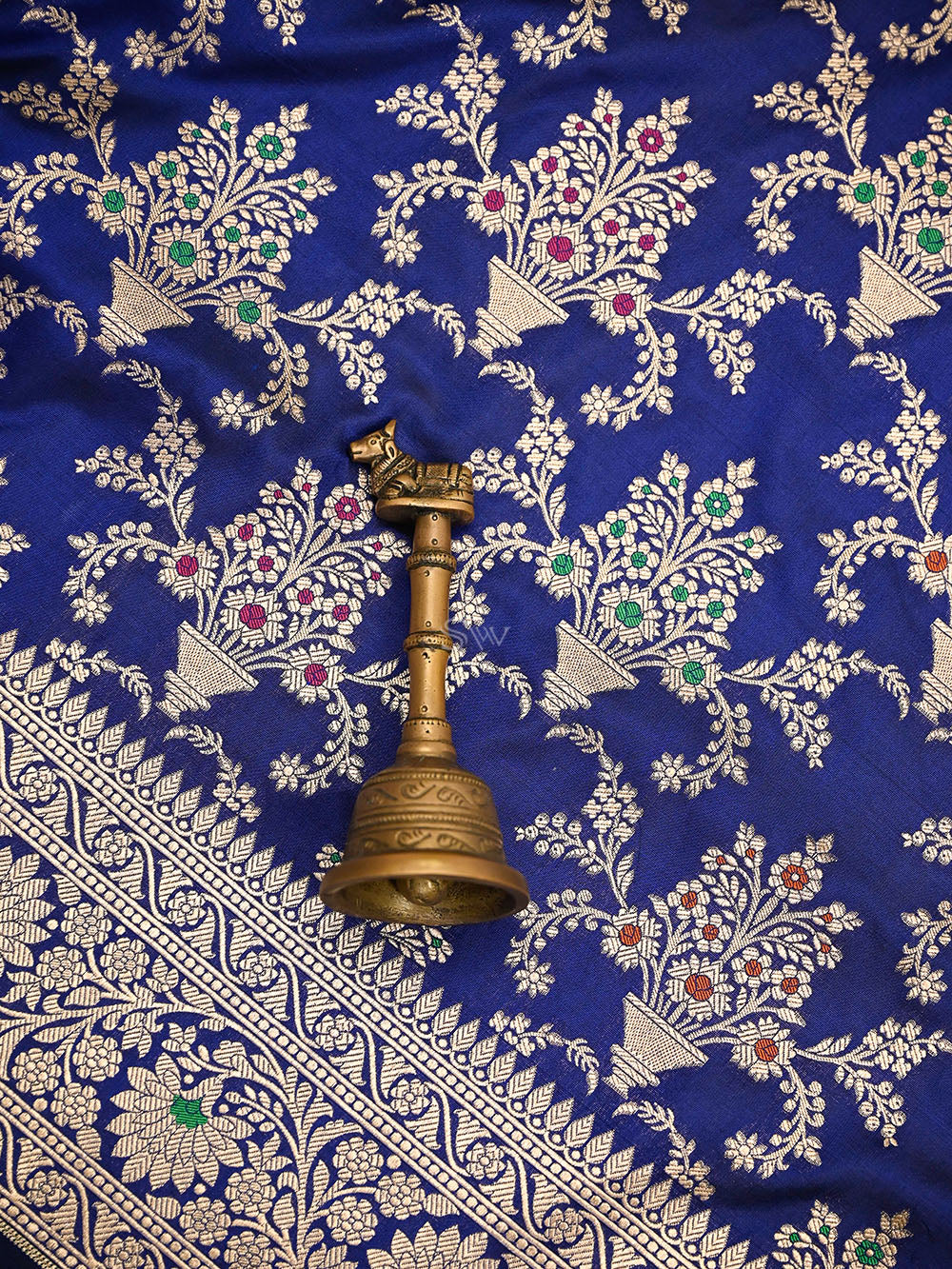 Blue Meenakari Uppada Jaal Katan Silk Handloom Banarasi Saree - Sacred Weaves