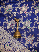 Blue Meenakari Uppada Jaal Katan Silk Handloom Banarasi Saree - Sacred Weaves