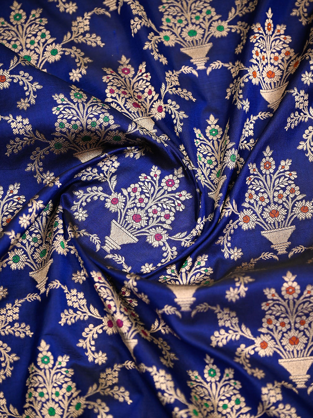 Blue Meenakari Uppada Jaal Katan Silk Handloom Banarasi Saree - Sacred Weaves