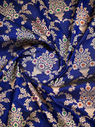 Blue Meenakari Uppada Jaal Katan Silk Handloom Banarasi Saree - Sacred Weaves