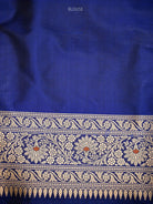 Blue Meenakari Uppada Jaal Katan Silk Handloom Banarasi Saree - Sacred Weaves