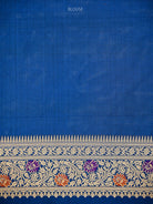 Midnight Blue Rangkat Jaal Katan Silk Handloom Banarasi Saree - Sacred Weaves