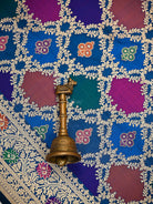 Midnight Blue Rangkat Jaal Katan Silk Handloom Banarasi Saree - Sacred Weaves