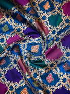 Midnight Blue Rangkat Jaal Katan Silk Handloom Banarasi Saree - Sacred Weaves