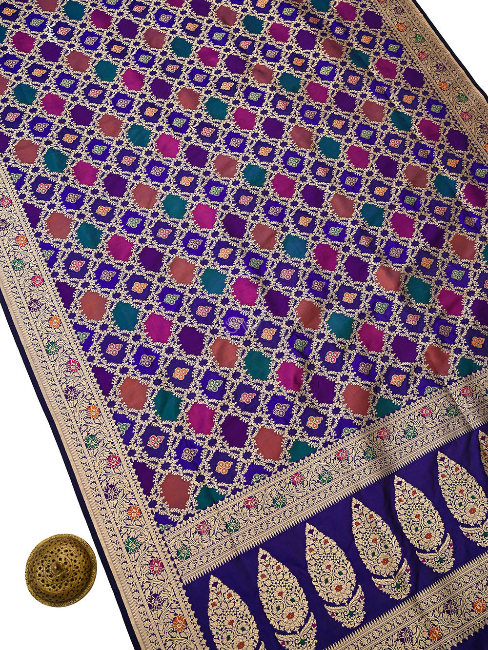Purple Rangkat Jaal Katan Silk Handloom Banarasi Saree -Sacred Weaves