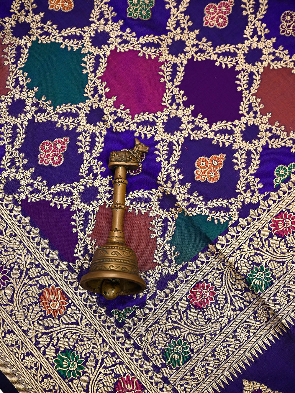 Purple Rangkat Jaal Katan Silk Handloom Banarasi Saree -Sacred Weaves